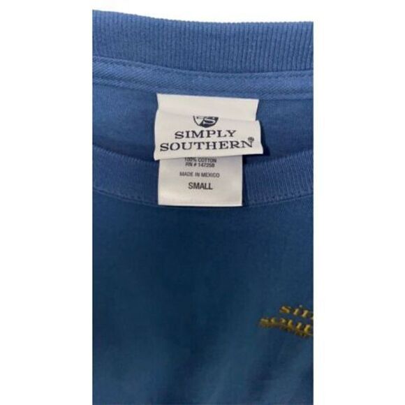 SIMPLY SOUTHERN Puppies and Frosty Drinks Blue Crewneck LS T-Shirt - Size S - Picture 3 of 3